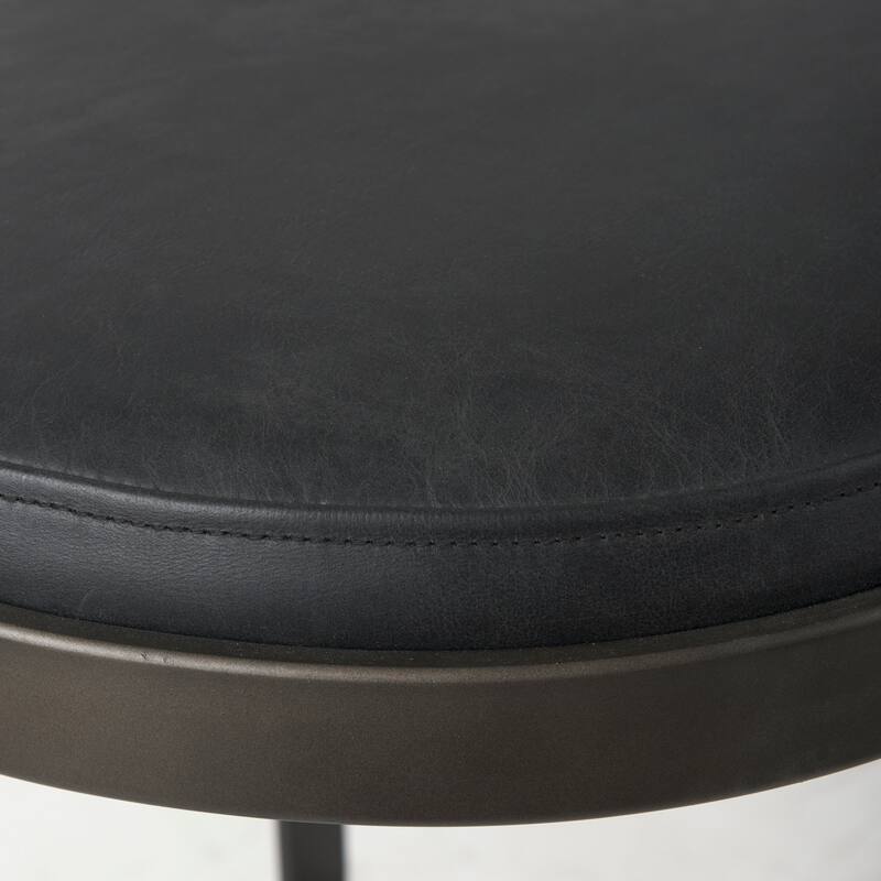 Tyson Black Genuine Leather with Dark Gray Metal Frame Counter Stool