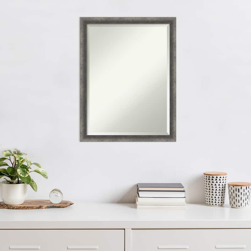 Burnished Concrete Narrow Beveled Wood Framed Wall Mirror - Burnished Concrete Narrow