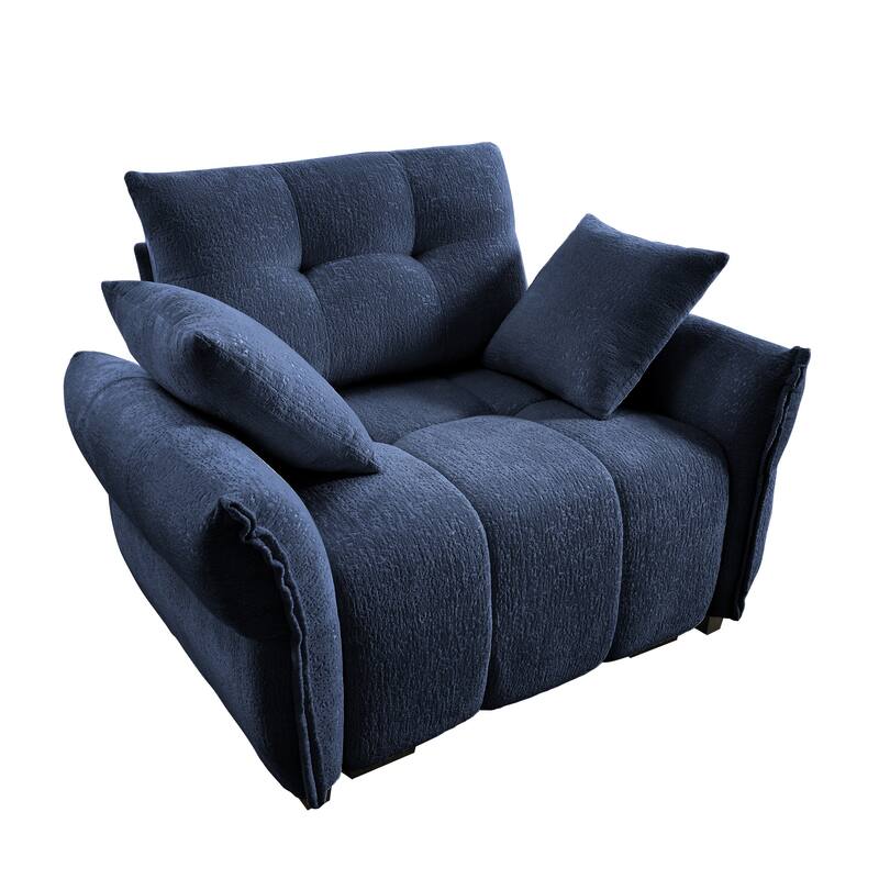 Chenille Upholstered Single Sofa, Ergonomic Reading Lounge Chair, Single Sofa Chair with High-Resilience Support Cushions
