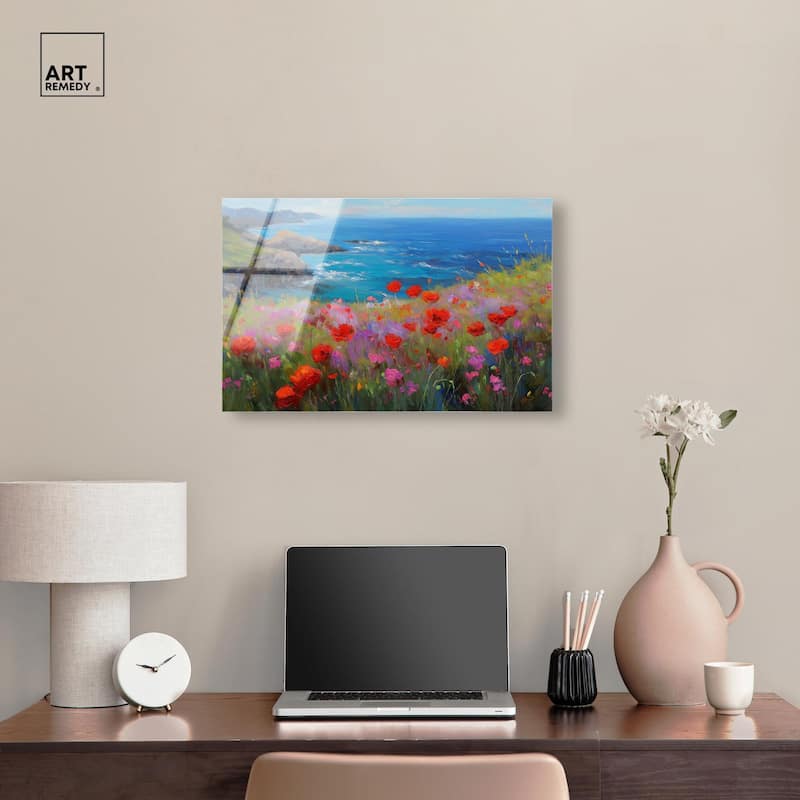 Ocean View Bloom II Acrylic by Art Remedy, Ready to Hang