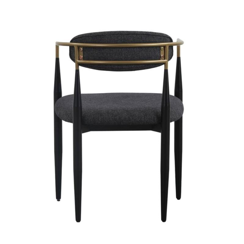 Modrest Buchtel Mid-Century Modern Dark Grey, Gold Arm & Black Dining Chair