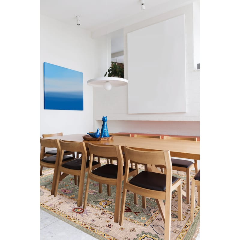 ECARPETGALLERY Hand-knotted Modern Oushak Light Green Wool Rug - 7'11 x 10'1