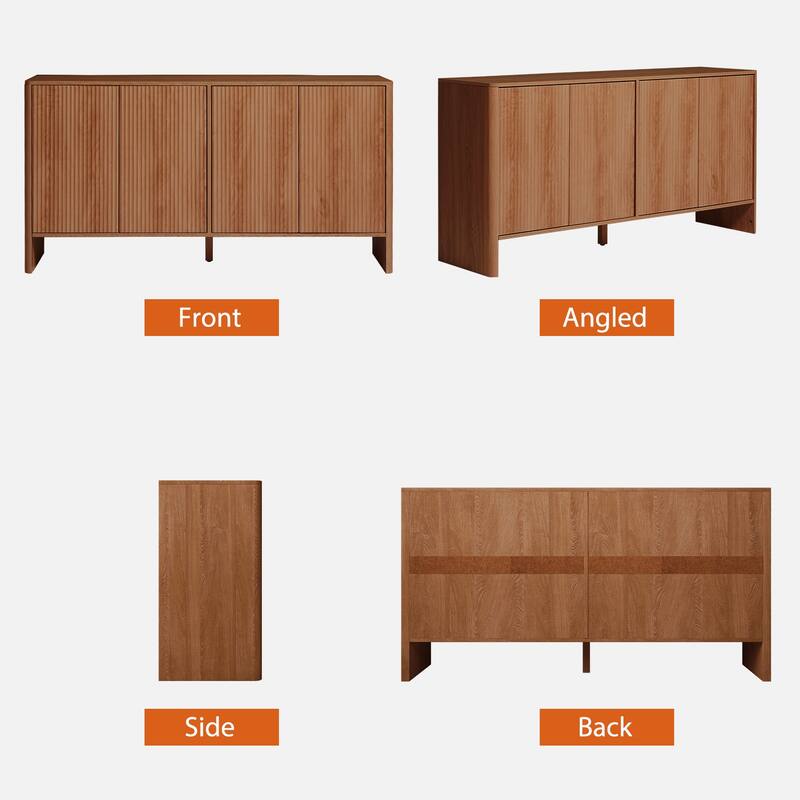 57in.W Wooden 4-Door sideboard/Buffet Storage Cabinet