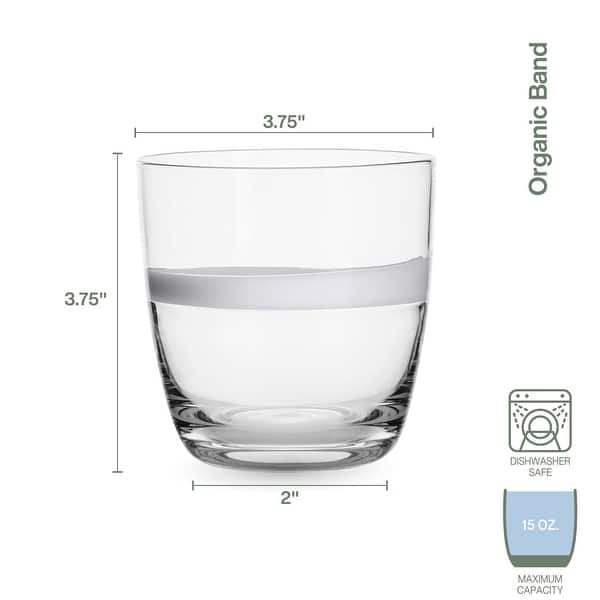 Fitz and Floyd Set of 4 Organic Band Double Old Fashioned Glasses, 15 Oz - 15-oz