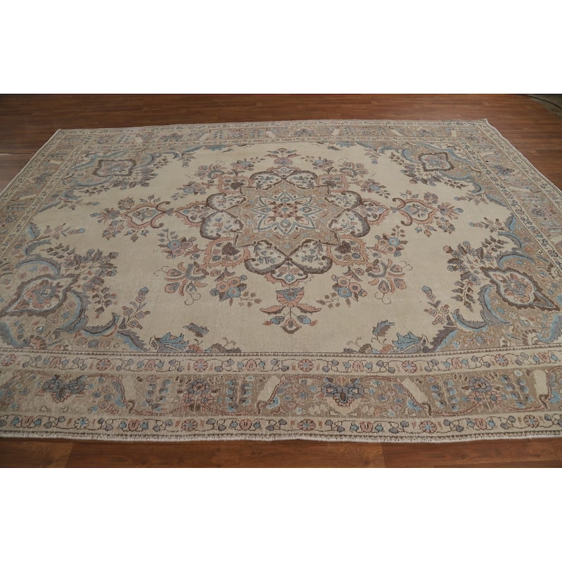 Medallion Tabriz Persian Area Rug Floral Handmade Wool Carpet - 8'0"x 11'3"
