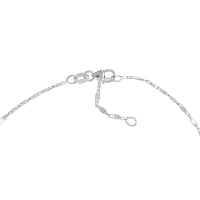 Curata 14k White or Yellow Gold 10" 0.95 Cable 3 Station Oval Bead Station Anklet Ankle Bracelet
