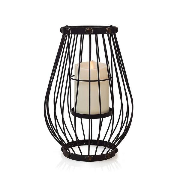LUMINARA Madison Lantern & OUTDOOR Flameless Candle Pillar Melted