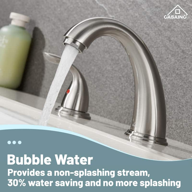 8 in. Widespread Double Handle Bathroom Faucet with Drain Kit Included
