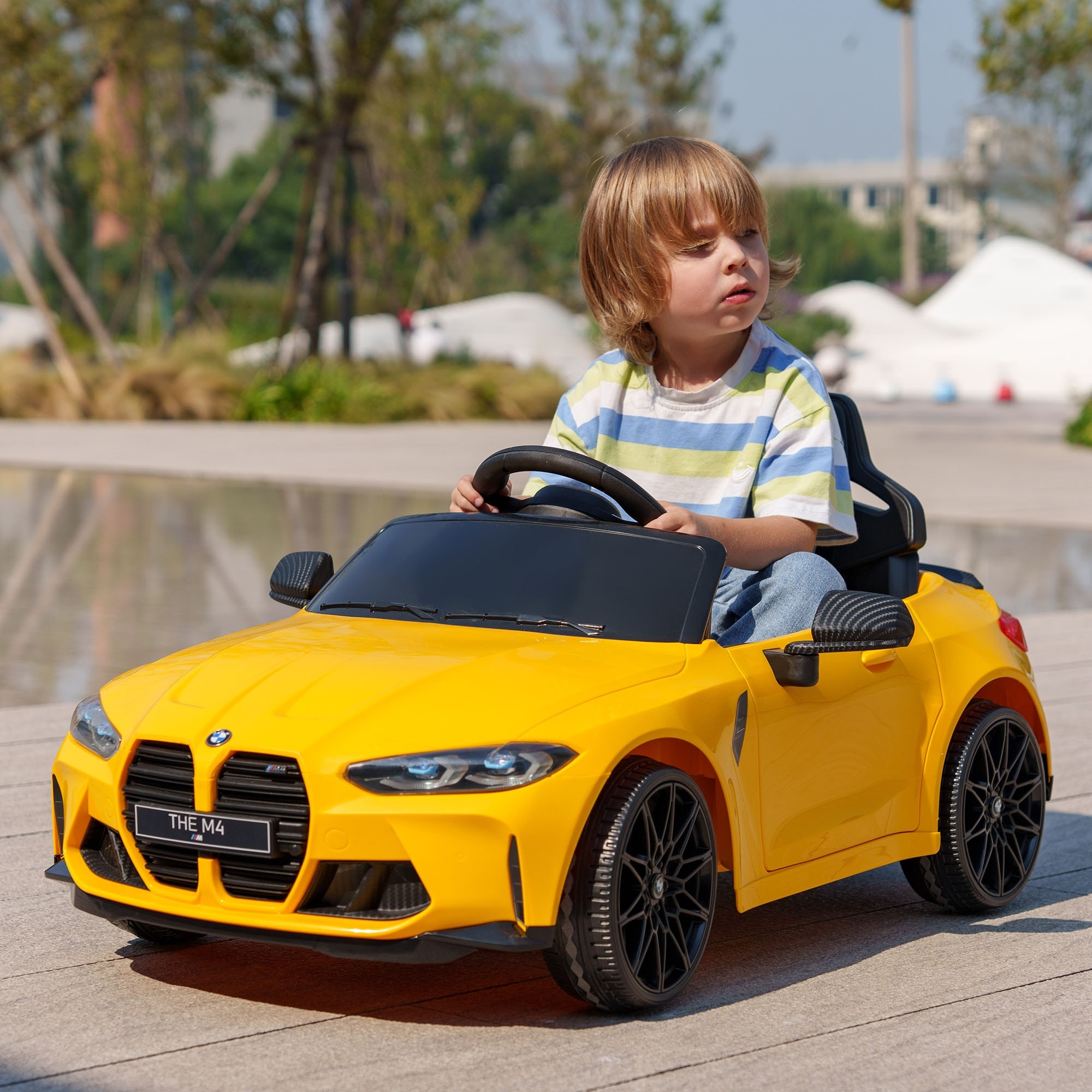12V Licensed BMW M4 Kids Electric Car Yellow with Parent Remote