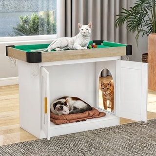 Mini Cat Pool Table 2-in-1 Cat Litter Box Furniture Hidden with Cat Pool Table - Bed Bath ...