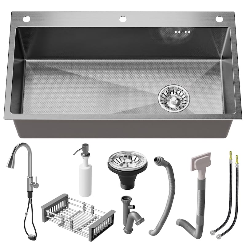 Drop-in/Undermount Single Bowl Stainless Steel Kitchen Sink - Silver - 30"x18"