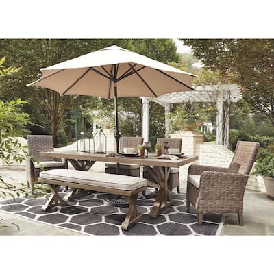 Signature Design by Ashley Beachcroft Porcelain/ Aluminum Outdoor Dining Table - 84.25" W x 42.25" D x 29.25" H