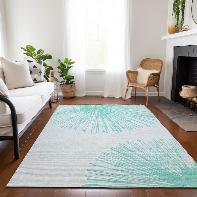Machine Washable Indoor/ Outdoor Chantille Contemporary Burst Rug