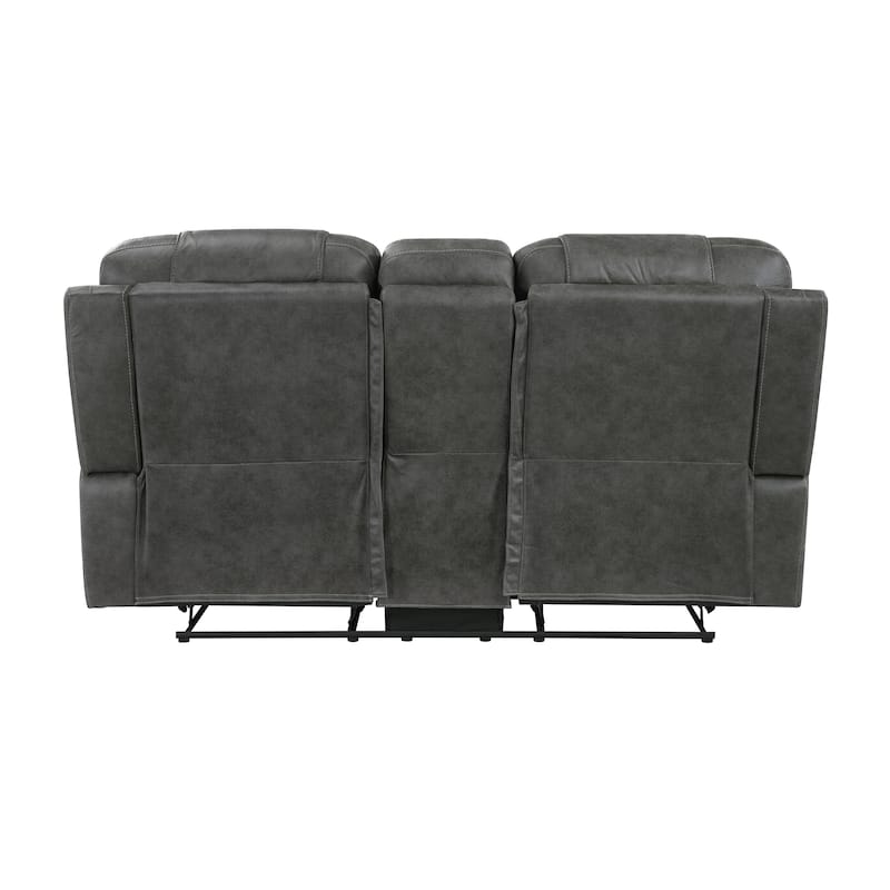 Fremont & Park Gerald 76.5" Microfiber Manual Double Reclining Loveseat with Console