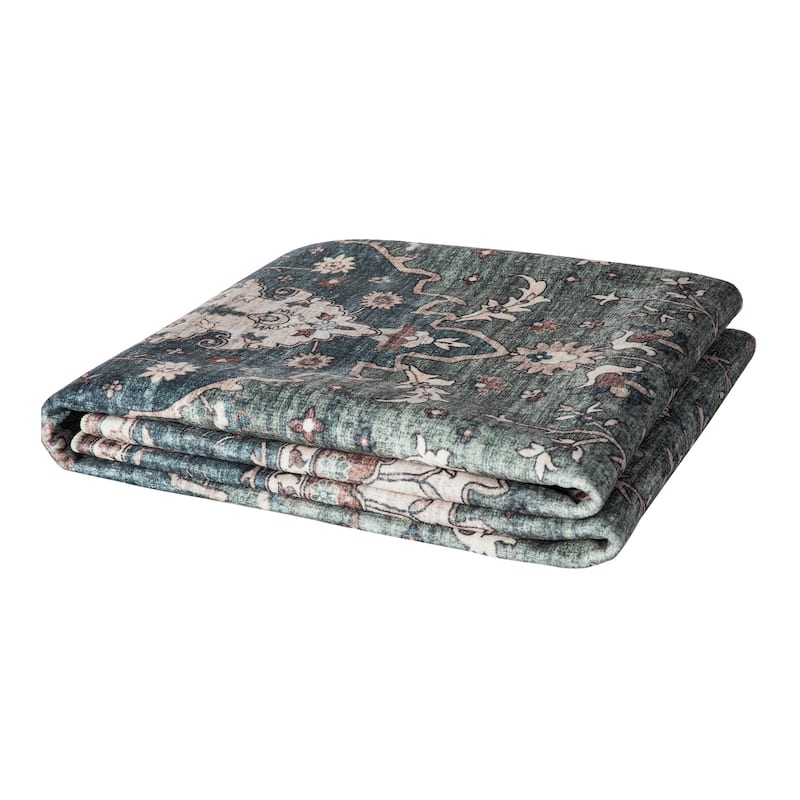 Glitzhome Machine Washable Boho Floral Medallion Area Rugs 5' x 8'