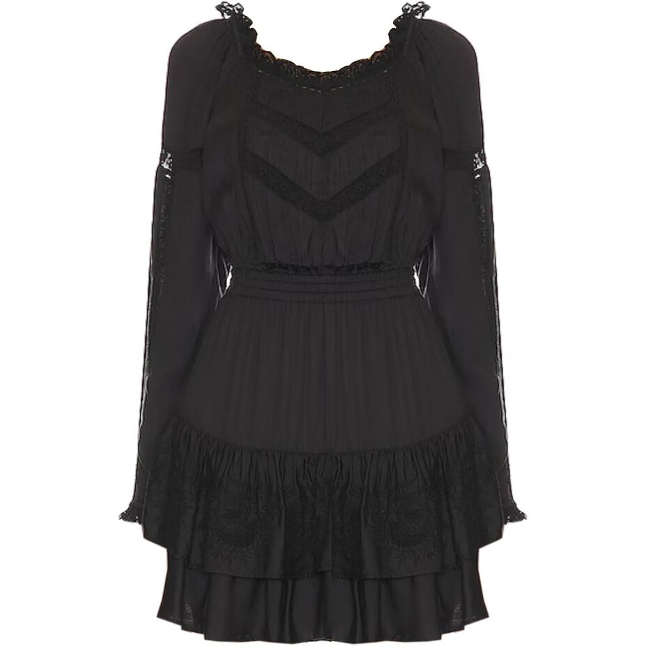 LOVESHACKFANCY Women's Sanaya Black Layered Mini Dress - Bed Bath & Beyond - 41753761 LOVESHACKFANCY Women's Sanaya Black Layered Mini Dress - Bed Bath & Beyond - 41753761