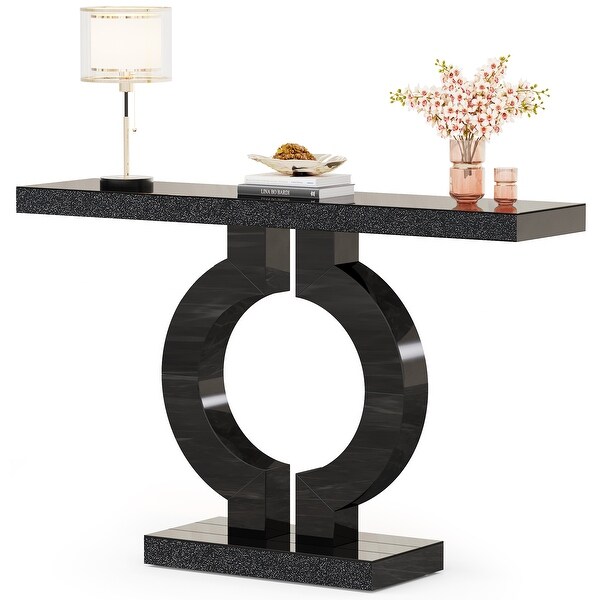 43-Inch Mirrored Console Table with O-Shaped Base - 11.61