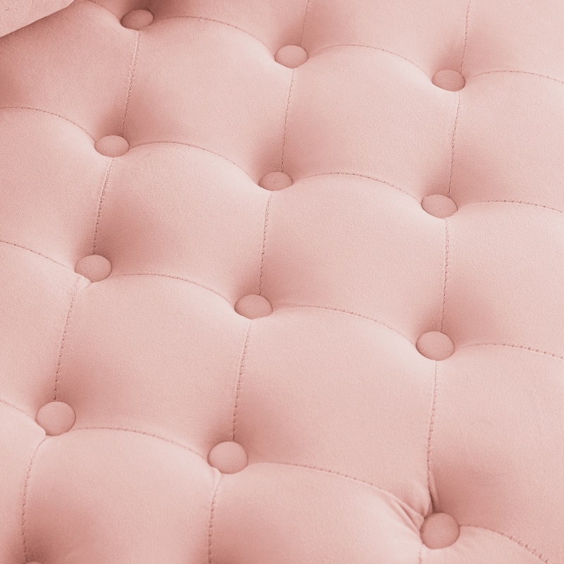 Pink 30" Upholstered Swivel Tufted Accent Chair with Movable Wheels