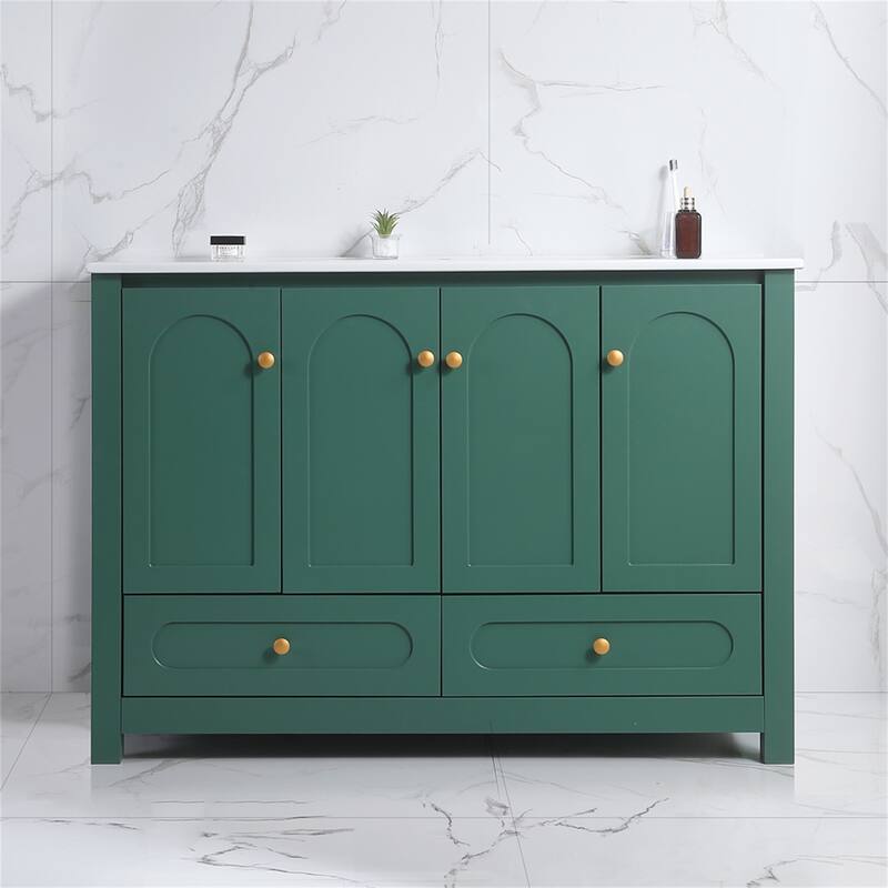 48" Green Bathroom Vanity with Ceramic Sink Combo - Green