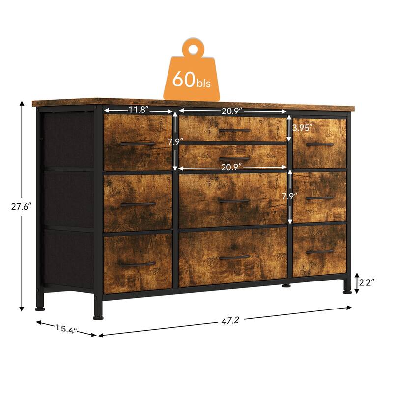 55 Inch Dresser TV Stand with Charging Station and Wood Tabletop