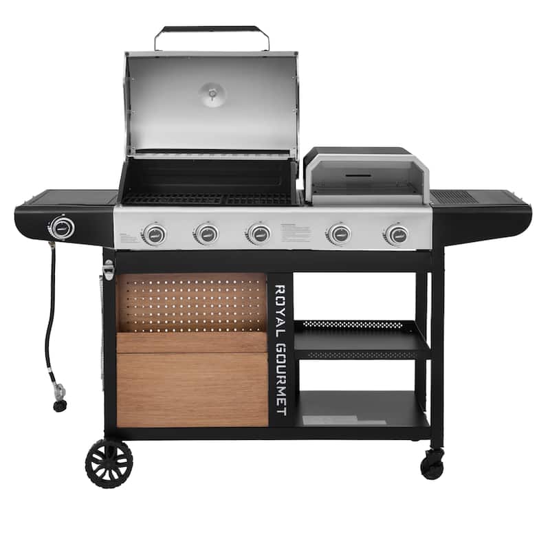 Royal Gourmet Premium Gas Grill and Pizza Oven Combo with Side Burner