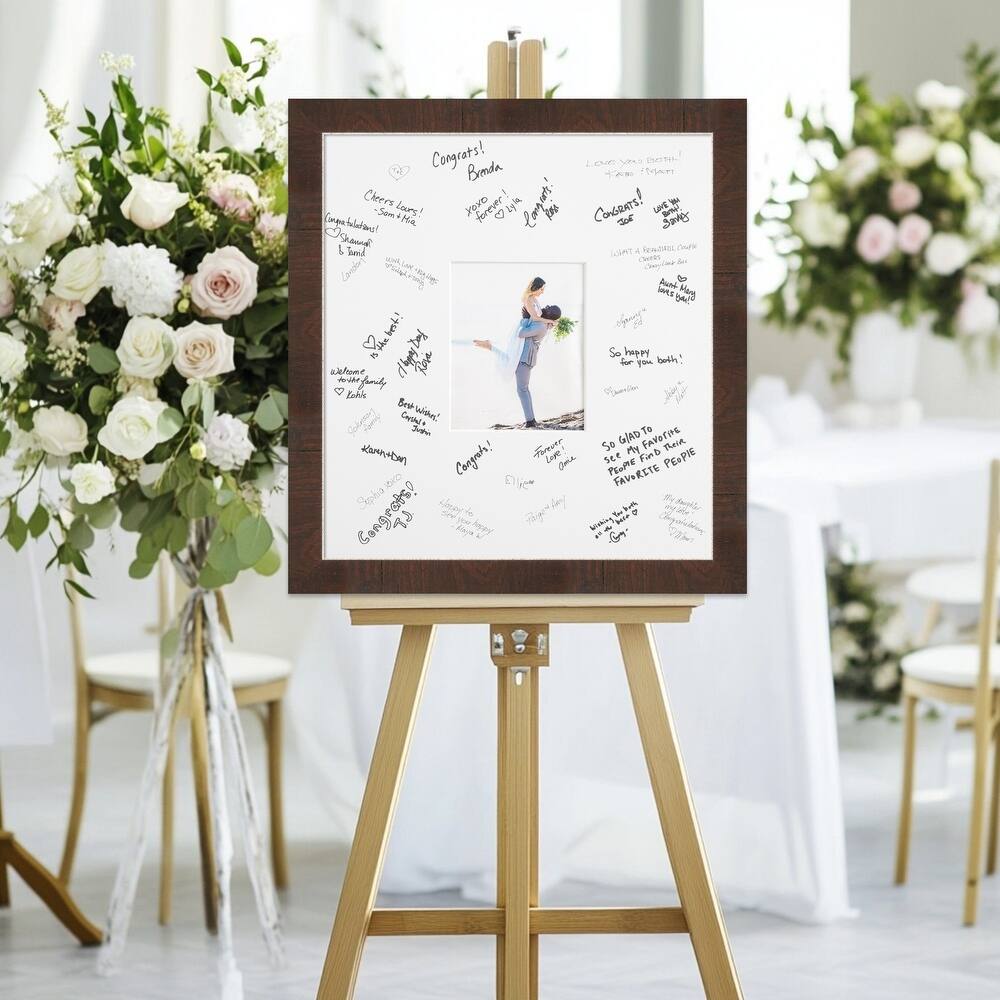Wildwood Signature Mat Picture Frame - Autograph Photo Frame Guest Book Alternative for Weddings, Graduations, or Retirement