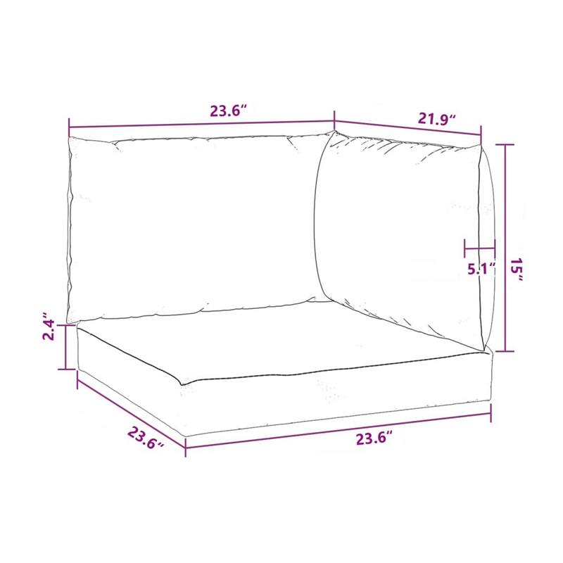 Paom 3pc Outdoor Patio Cushion for Bench, Plush Gray Oxford Fabric