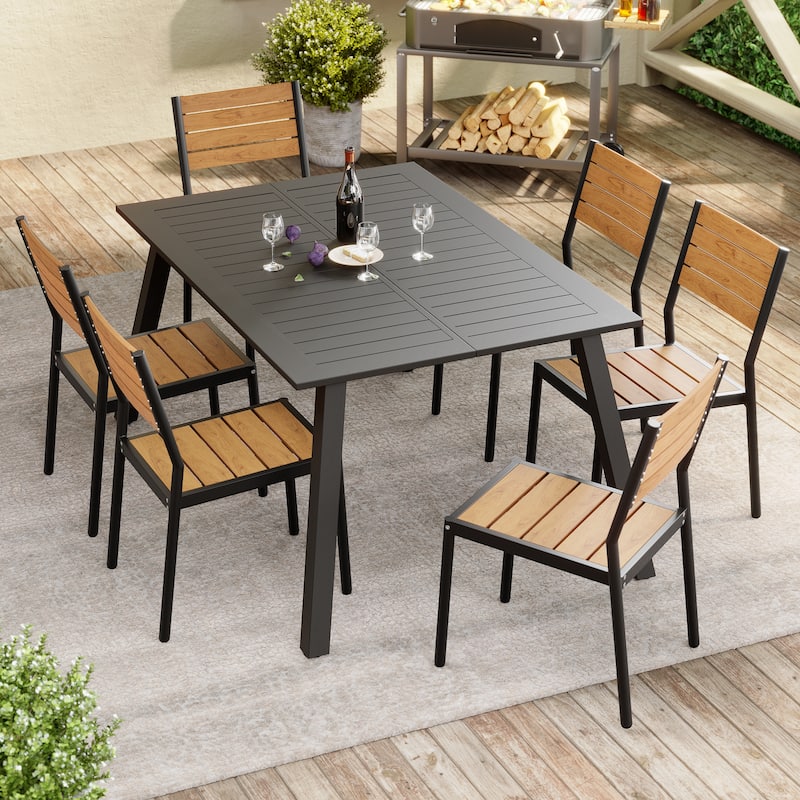 Outdoor Dining Chairs Modern Aluminum Stackable Armless Chairs for Patio