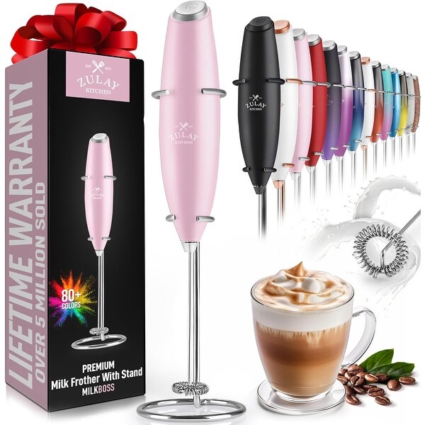 Zulay Kitchen Powerful Milk Frother Handheld Foam Maker for Lattes