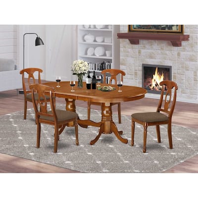 Dinette Set with Chairs - Kitchen Table Set, 9 Piece, Saddle Brown, Modern Design