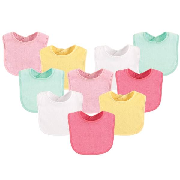 slide 1 of 1, Luvable Friends Baby Girl Cotton Terry Bibs 10pk, Girl Solid, One Size - Girl Solid - One Size One Size - Girl Solid