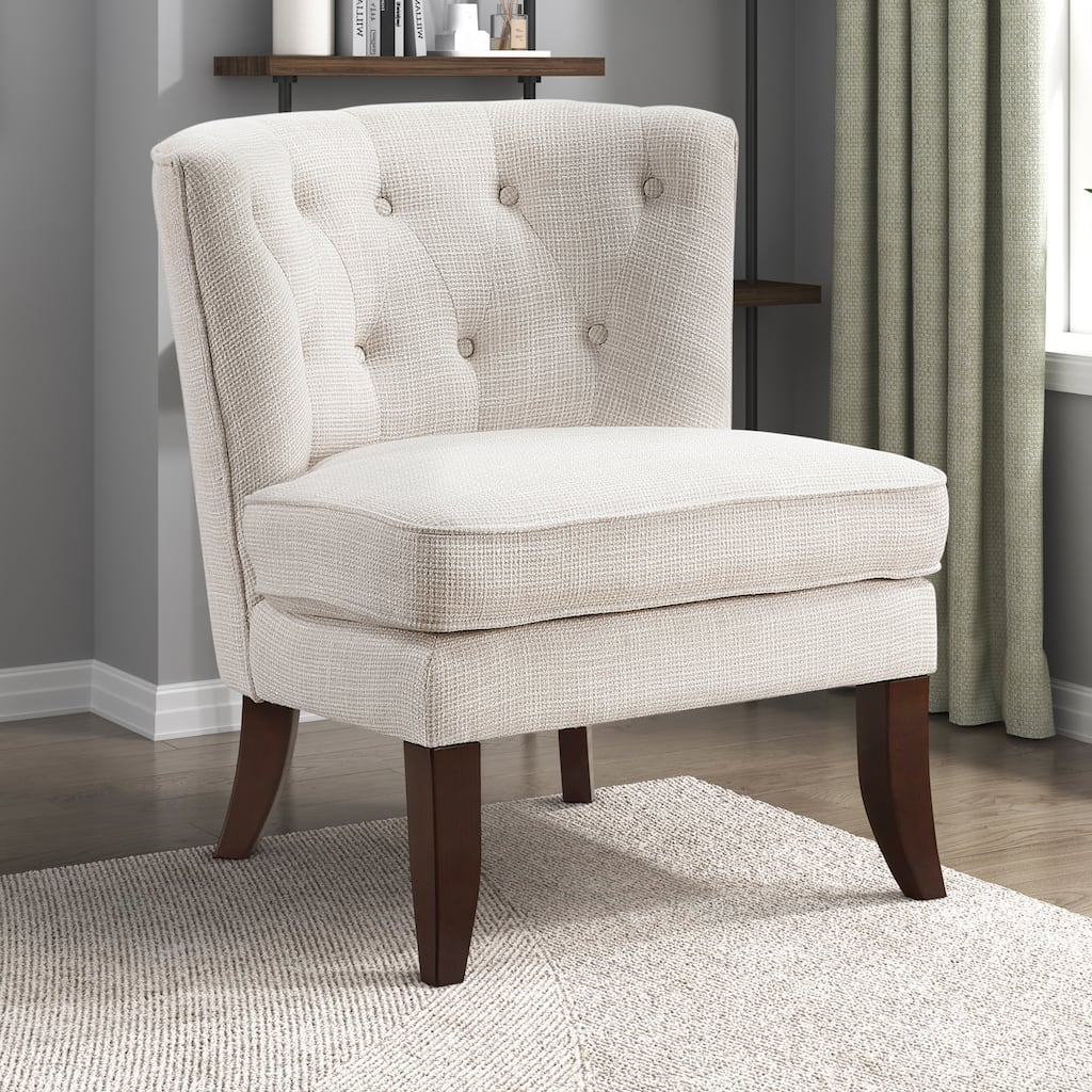 Astor 26" Textured Accent Chair - Button-tufted Chair Back