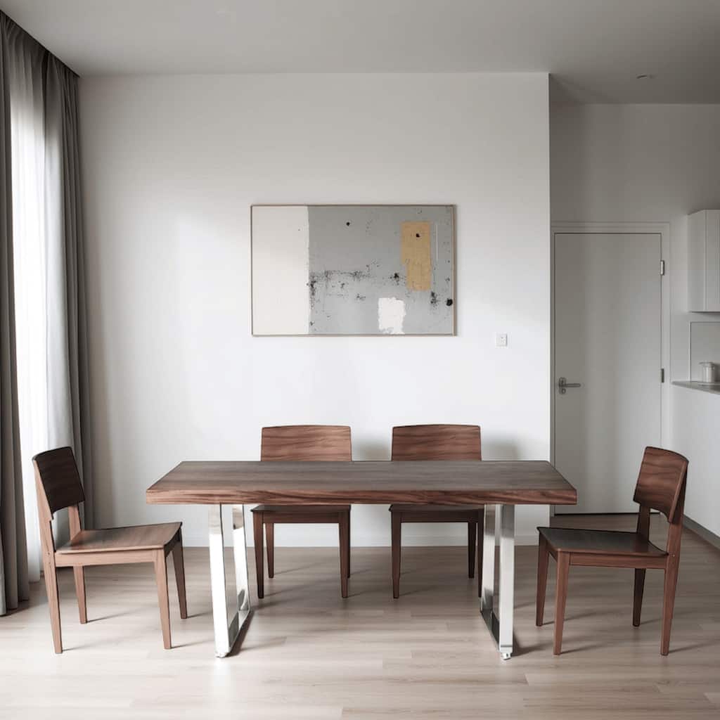 Ien 71 Inch Dining Table, Rectangular Top, Open Metal Panel, Walnut Brown