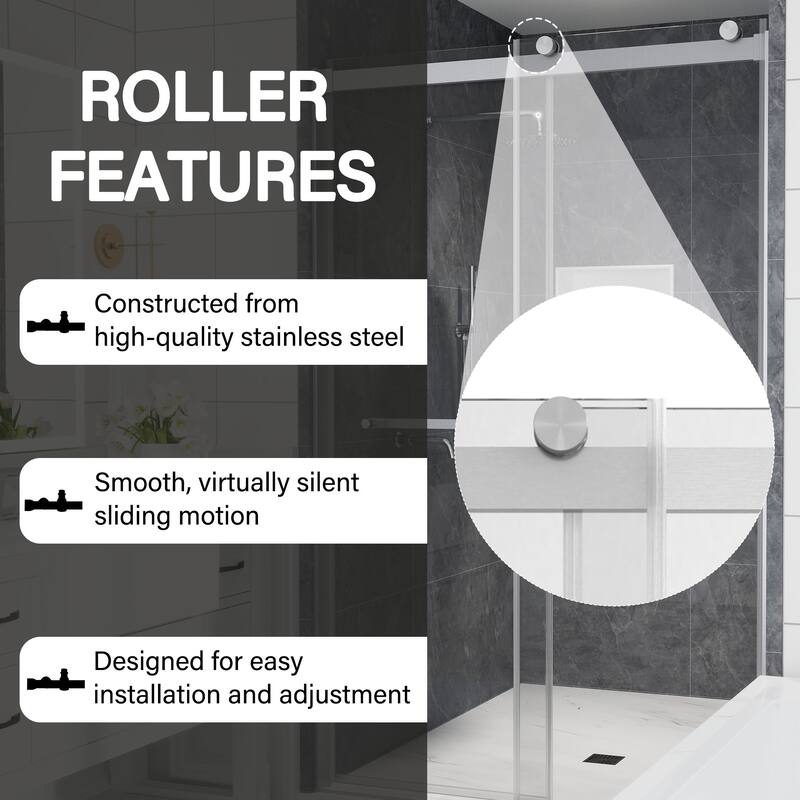 CASAINC 48"/60"W x 76"H Double Sliding Frameless Shower Door with Clear Glass