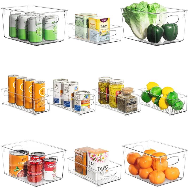 Sorbus Multi-Size/Type/Pack Clear Bin Organizer Set for Kitchen, Fridge and Pantry - 10-Piece