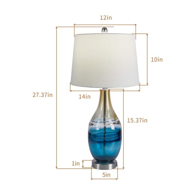 27.37" Blue Table Lamp Set with USB (Set of 2)