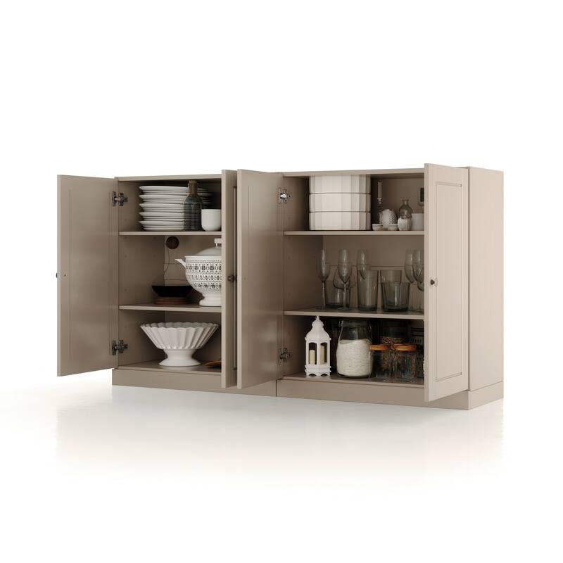 Palace Imports Solid Wood Sideboard, Raised Panel Doors, Adjustable Shelves