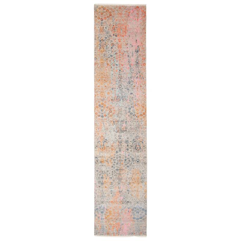 ECARPETGALLERY Hand-knotted Heritage Grey Silk, Wool Rug - 2' 8" x 11' 11" - Grey - 2' 8" x 11' 11" - Runner