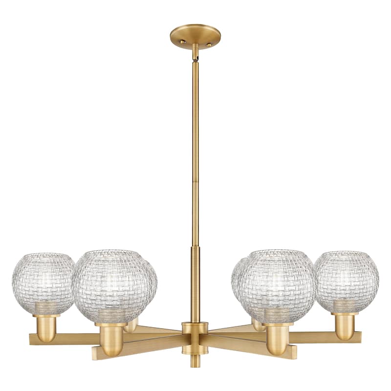 Innovations Lighting Endless Possibilities Arcadia - Athens - 6 Light 36" Basketweave Stem Hung Chandelier - Brushed Brass