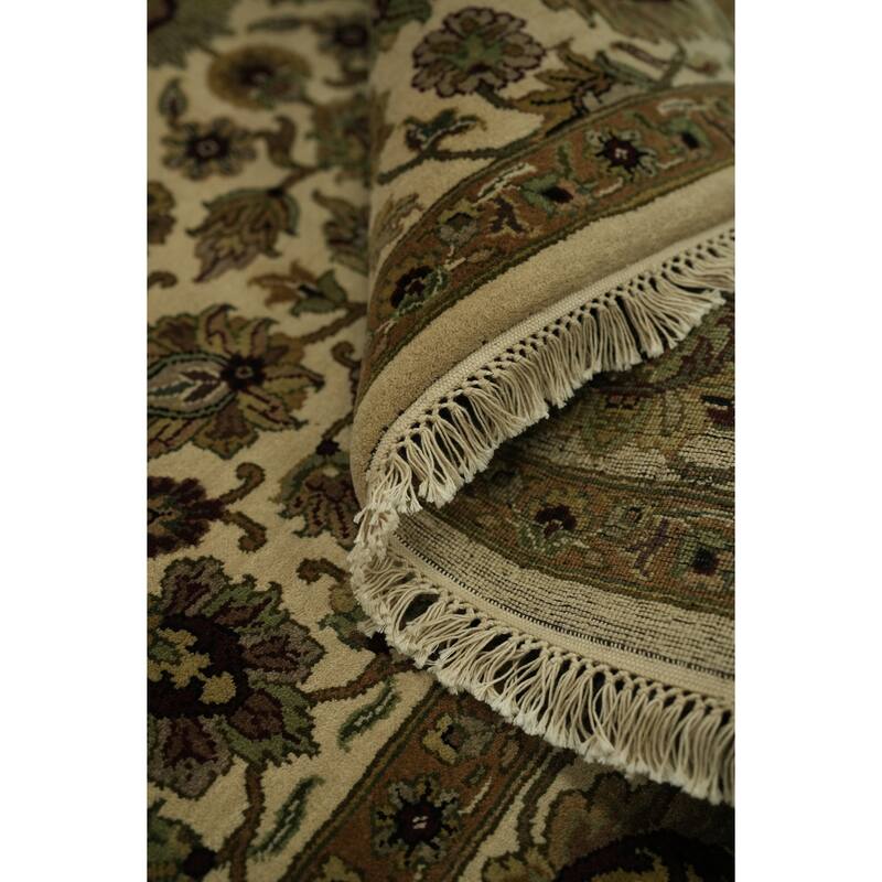 Hand Knotted Oriental 100% Wool Carpet Traditional All-Over Beige & Ivories Agra Area Rug - 9' 10'' X 8' 2''