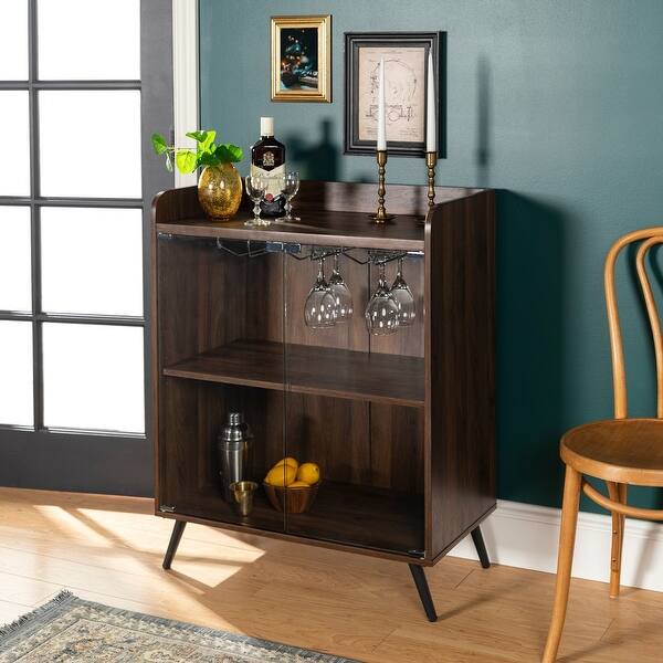 Shop Carson Carrington Nyby 36 Inch Glass Door Bar Cabinet Overstock 21666111 Dark Walnut