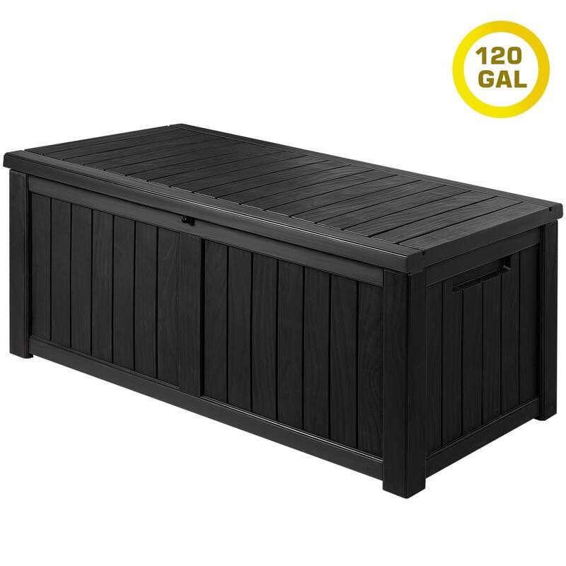 Lacoo 100-120 Gallon Patio Storage Box All Weather Plastic Deck Box - 120 - Black