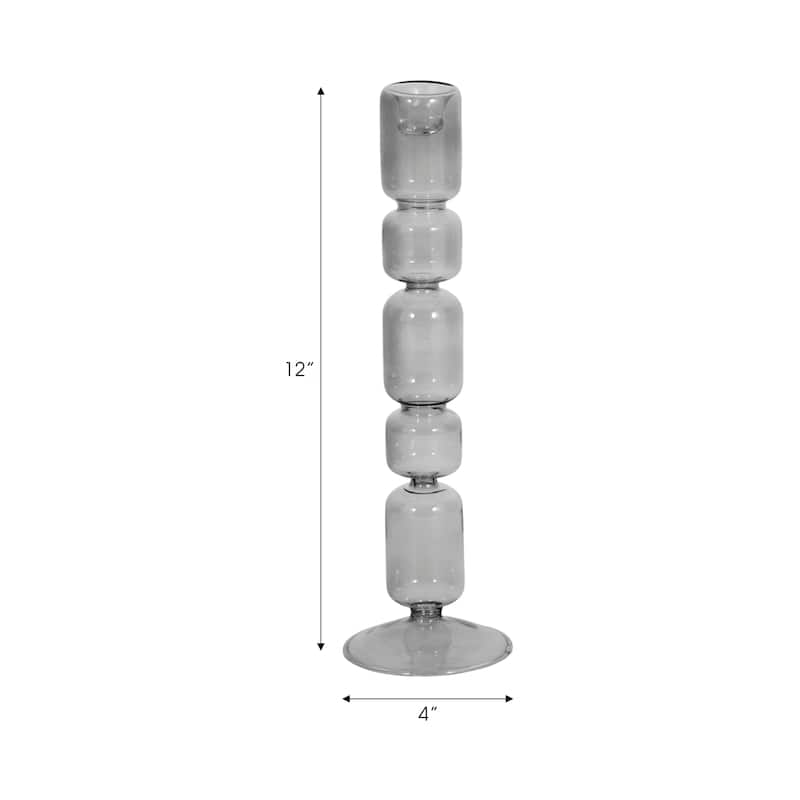 Modern Candle Holder with Stacked Sculptural Glass Base