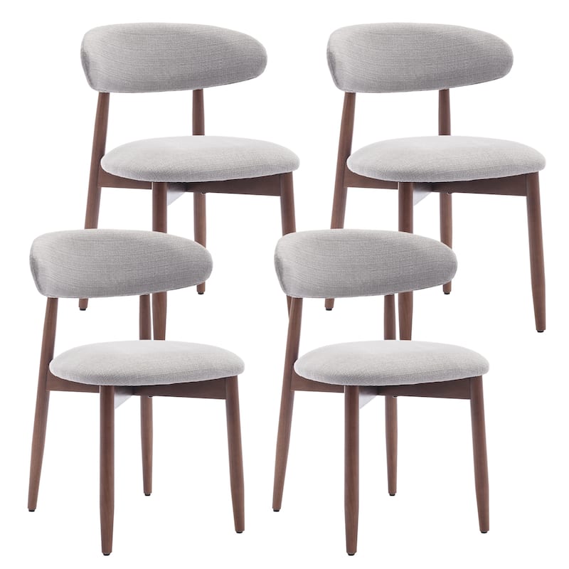 RENEWLINE Mid-Century Modern Upholstered Dining Chair with Wooden Legs - Set of 4 - Light Grey