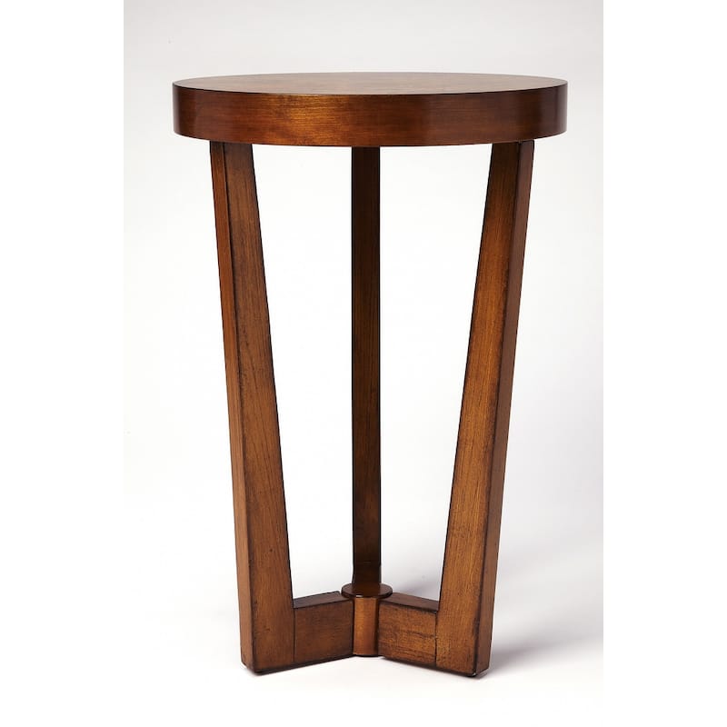 HomeRoots 24" Medium Brown Burl Veneer Round End Table - 16