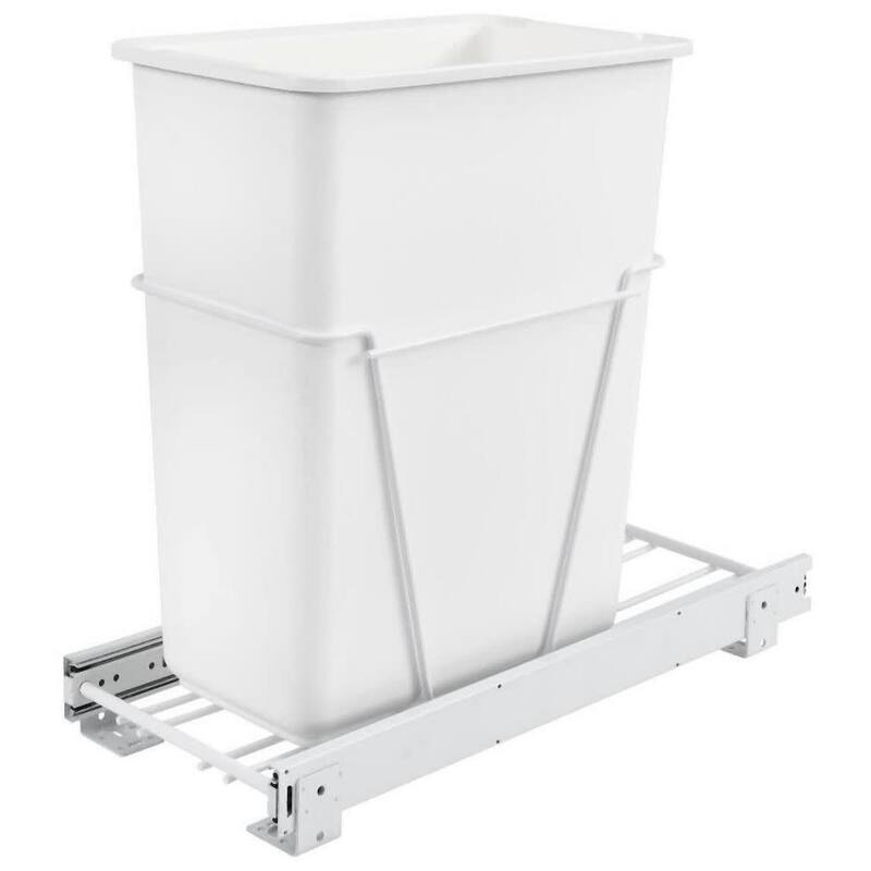 Rev-A-Shelf RV Series Bottom Mount Single Bin Trash Can with 3/4 - White