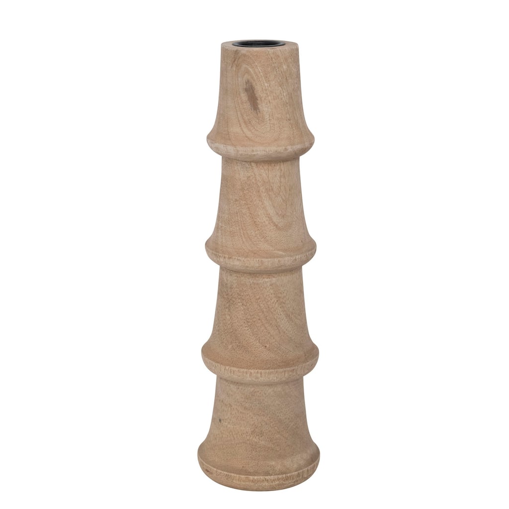 Hand-carved Mango Wood Taper Candle Holder