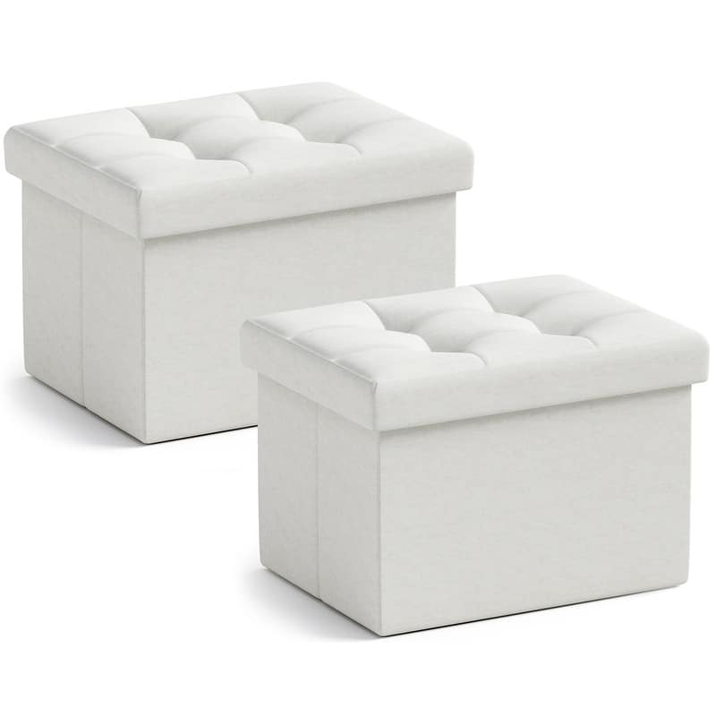 2 Pack Small Rectangle Foldable Storage Ottoman