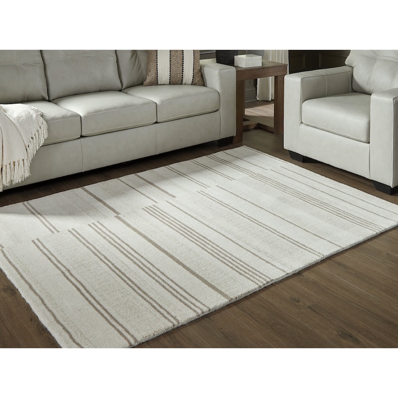 Signature Design by Ashley Gadence Beige/White Area Rug - 60" W x 84" D x 0.31" H