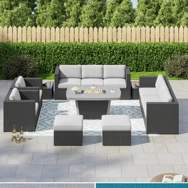 Corvus Xavier 13piece Sectional Wicker Patio Sofa Set Bed Bath